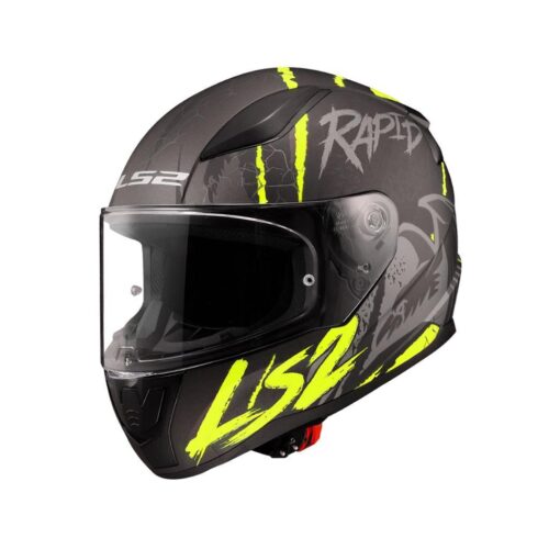 LS2 Rapid 2 Raven Mat Siyah-Gri-Neon Sarı Kask