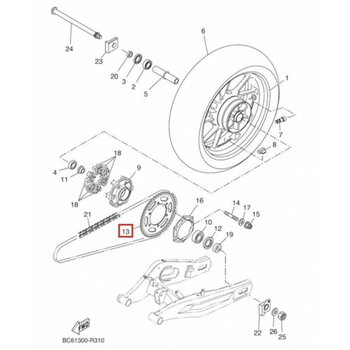 Yamaha yedek parça ve aksesuarları - etkin motor Tracer 700 Arka Dişli (2017-2019) - B34F54430000